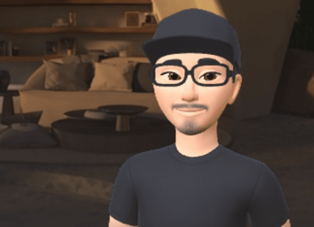 VR世界から現実世界に戻り、木製のベンチの質感に驚く